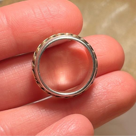 Two-tone Rope Braided 925 Sterling Silver Spinner Ring - Picture 7 of 8